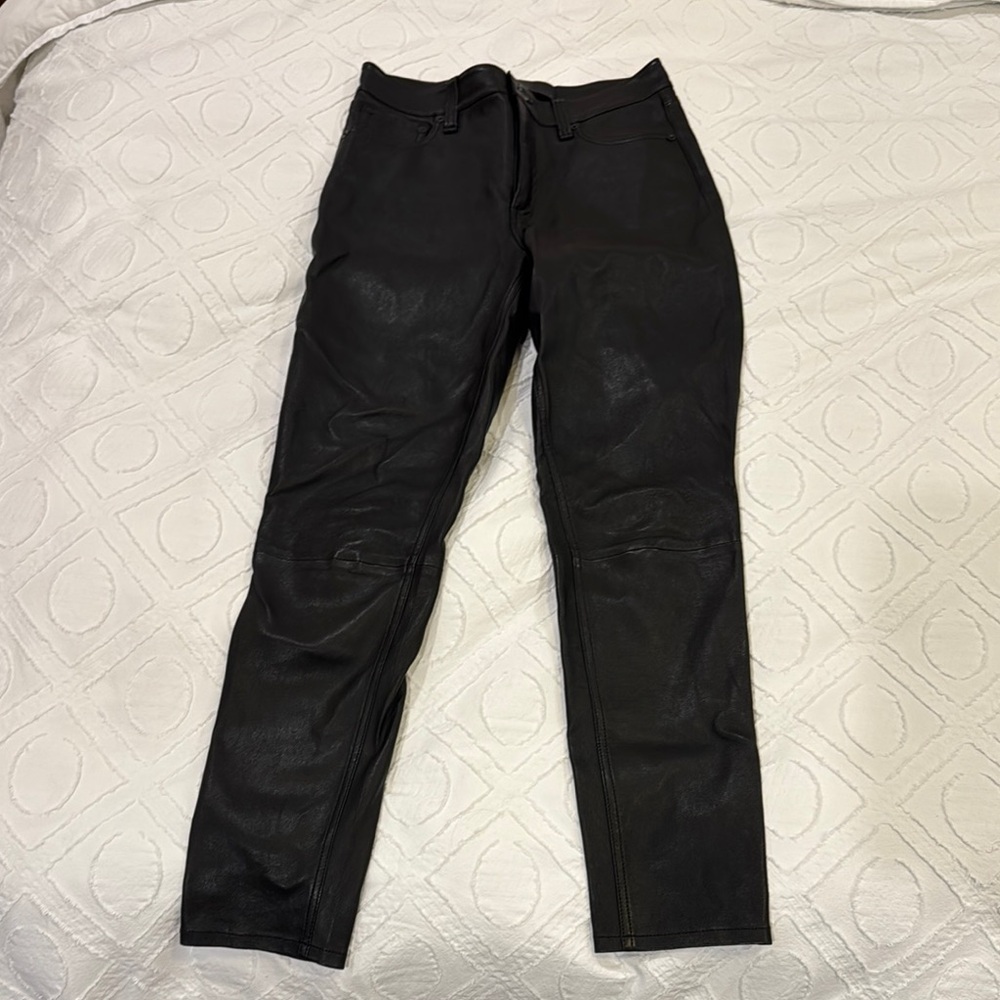 Rag & Bone Black Skinny Leather Jeans Sleek Fit